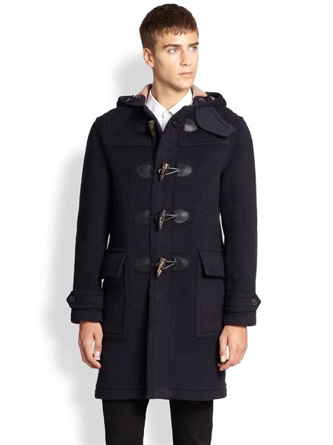 duffle coat burberry square men|long overcoat men's Burberry.